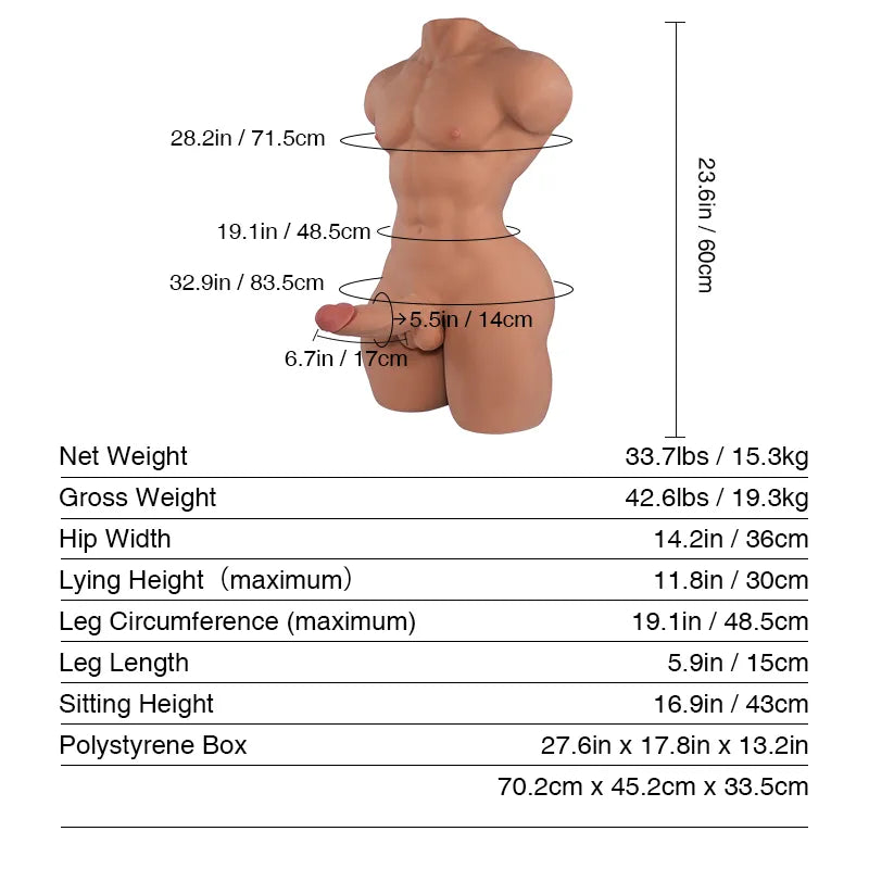 Tantaly Mark: Torso Sexual Realista Masculino de 15 Kg