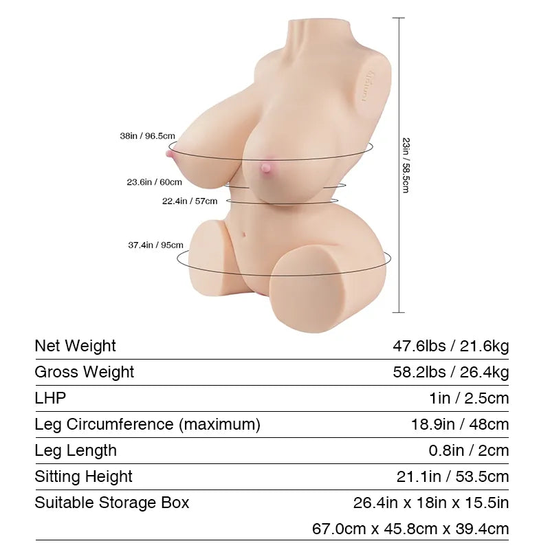 Nicole 2.0: Torso Sexual Realista de 21.6 Kg con Enormes Senos