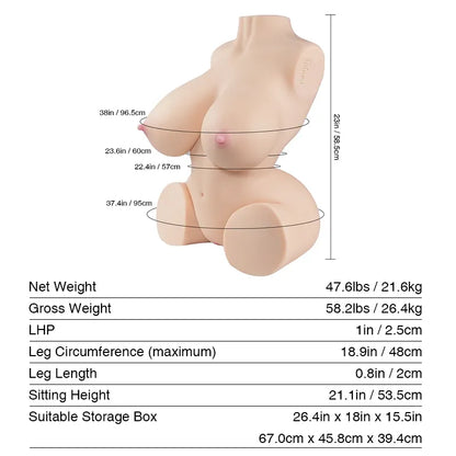Nicole 2.0: Torso Sexual Realista de 21.6 Kg con Enormes Senos